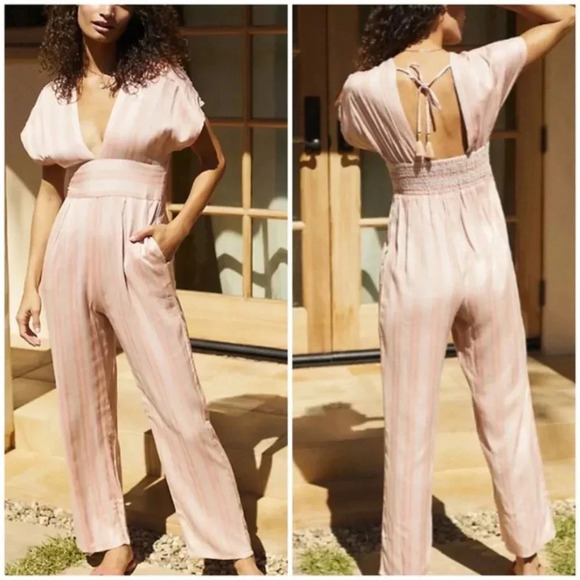 l*space Pants - L Space Striped Cover-Up Jumpsuit XS